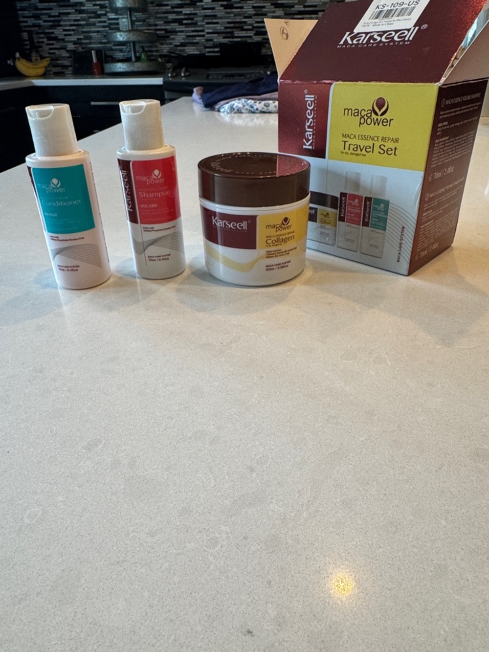 Maca Power Travel Hair Treatment Set - White & Burgundy